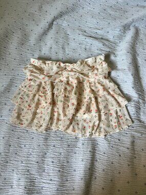 Bear Dance Floral Mesh Mini Skirt M